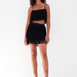 NWT Babaton Mirage Fringe Top in Espace